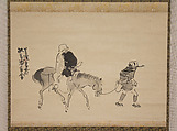 Monk Renshō Riding His Horse Backwards, Matsumura Goshun (Japanese, 1752–1811), Hanging scroll; ink on paper, Japan