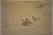 Bird on a Branch, Attributed to Shiokawa Bunrin (Japanese, 1808–1877), Hanging scroll; ink and color on silk, Japan