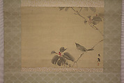 Bird on a Branch, Attributed to Shiokawa Bunrin (Japanese, 1808–1877), Hanging scroll; ink and color on silk, Japan