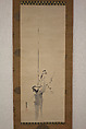 Crested Bird on Stump of Plum Tree, Attributed to Kano Naonobu (Japanese, 1607–1650), Hanging scroll; ink on paper, Japan