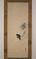 Crested Bird on Stump of Plum Tree, Attributed to Kano Naonobu (Japanese, 1607–1650), Hanging scroll; ink on paper, Japan