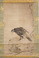 Crow on a Rock, After Sesson Shūkei (ca. 1504–ca. 1589), Hanging scroll; ink on paper, Japan