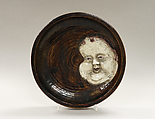 Bowl with Face of Uzume, Kenzan IV (?) Japanese, Modeled in relief and covered with a crackled glaze (Tokyo ware, Kenzan style), Japan