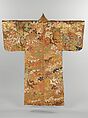 Noh Costume (Karaori) with Court Carriages, Cherry Blossoms, and Dandelions, Twill-weave silk brocade with supplementary-weft patterning in metallic thread, Japan