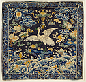 Rank badge with egret, Silk embroidery on silk satin, China