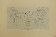 Three Kyōgen Dancers, Kawanabe Kyōsai 河鍋暁斎  Japanese, Wash drawing; Ink on paper, Japan