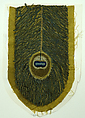 Fragment of a valance, Silk, metallic thread, and peacock feather embroidery on silk satin, China