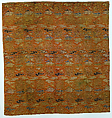 Textile fragment with dragons amid clouds, Silk satin with supplementary weft pattern, Japan