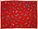 Hanging with flowers, Silk embroidery on silk damask, China