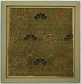 Textile fragment with characters of longevity (shou) and magic fungus, Silk brocade, China
