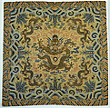 Furniture cover with dragons, Silk satin with supplementary weft pattern, China