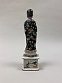 Figure of a standing lady, Biscuit with polychrome enamels (Jingdezhen ware), China