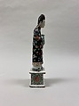 Figure of a standing lady, Biscuit with polychrome enamels (Jingdezhen ware), China