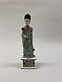 Figure of He Xiangu, one of the Eight Immortals, Biscuit with polychrome enamels (Jingdezhen ware), China