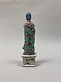 Figure of He Xiangu, one of the Eight Immortals, Biscuit with polychrome enamels (Jingdezhen ware), China