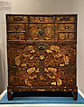Chest decorated with phoenixes, colored roundels (taegeuk), and flowers, Lacquered wood with inlaid mother-of-pearl, tortoiseshell, ray skin, and brass wire; brass fittings, Korea