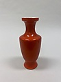 Vase, Porcelain with coral red glaze (Jingdezhen ware), China