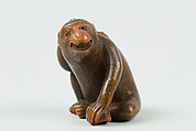 Netsuke of Monkey with a Bee on His Back, Wood, Japan