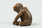Netsuke of Monkey with a Bee on His Back, Wood, Japan