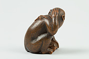 Netsuke of Monkey with a Bee on His Back, Wood, Japan