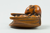 Netsuke of Mouse in a Basket of Mushrooms, Japan