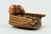 Netsuke of Mouse in a Basket of Mushrooms, Japan