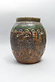 Large Pear-Shaped Jar, Pottery decorated at the neck in polychrome enamels (Seto ware), Japan