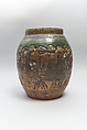 Large Pear-Shaped Jar, Pottery decorated at the neck in polychrome enamels (Seto ware), Japan