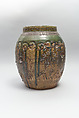 Large Pear-Shaped Jar, Pottery decorated at the neck in polychrome enamels (Seto ware), Japan