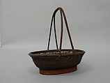 Boat-Shaped Fruit Basket, Bamboo (madake and rattan), Japan or China