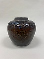 Jar with floral medallions, Stoneware with low-relief decoration under brown glaze, China
