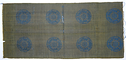 Textile with medallions of bats and character of longevity (shou), Silk satin damask, China