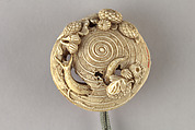 Case (Inrō) with Design of Three-Clawed Dragon in Rain and Swirling Clouds, Lacquer, ivory, carved relief, stained; Interior: plain, Japan