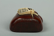 Netsuke of Chestnuts and a Fly, Ivory stained brown, Japan