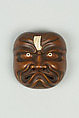 Netsuke of Demon Mask, Wood, ivory, Japan