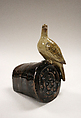 Ornament, Clay; the tile is covered with a mottled glaze (Takatori ware), Japan