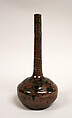 Bottle, Paste covered with a glaze splashed with black, left-handed itogiri (Seto ware), Japan