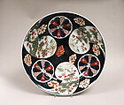 Large Dish, White porcelain decorated in blue under the glaze, polychrome enamels and gold (Arita ware, Ko Imari style), Japan