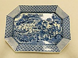 Large Octagonal Plate, White porcelain decorated with blue under the glaze (Kameyama ware), Japan