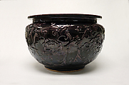 Fire Bowl, Eiraku Hozen  Japanese, Clay covered with a transparent crackled and rich purple glaze (Kyoto ware), Japan