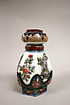 Vase, White porcelain with slip relief; decorated with blue under the glaze, polychrome enamels (Arita ware), Japan