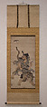 Zhong Kui with Tiger and Bat, Kenkō Shōkei (Japanese, active ca. 1478–ca. 1523), Hanging scroll; ink and color on paper, Japan