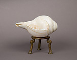 Libation Conch and Stand, Conch shell, brass, India