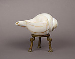 Libation Conch and Stand, Conch shell, brass, India