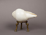 Libation Conch and Stand, Conch shell, brass, India