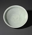 Large Celadon Dish (Ōzara) with Peonies, Porcelain with celadon glaze and carved design (Hizen ware, Hasami type), Japan