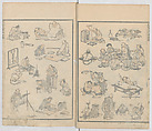 Random Sketches by Hokusai, Volumes 1 to 11, Katsushika Hokusai 葛飾北斎 (Japanese, Tokyo (Edo) 1760–1849 Tokyo (Edo)), Eleven volumes of woodblock printed books; ink and color on paper, Japan