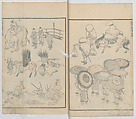 Random Sketches by Hokusai, Volumes 1 to 11, Katsushika Hokusai 葛飾北斎 (Japanese, Tokyo (Edo) 1760–1849 Tokyo (Edo)), Eleven volumes of woodblock printed books; ink and color on paper, Japan