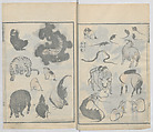 Random Sketches by Hokusai, Volumes 1 to 11, Katsushika Hokusai 葛飾北斎 (Japanese, Tokyo (Edo) 1760–1849 Tokyo (Edo)), Eleven volumes of woodblock printed books; ink and color on paper, Japan