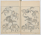 Random Sketches by Hokusai, Volumes 1 to 11, Katsushika Hokusai 葛飾北斎 (Japanese, Tokyo (Edo) 1760–1849 Tokyo (Edo)), Eleven volumes of woodblock printed books; ink and color on paper, Japan